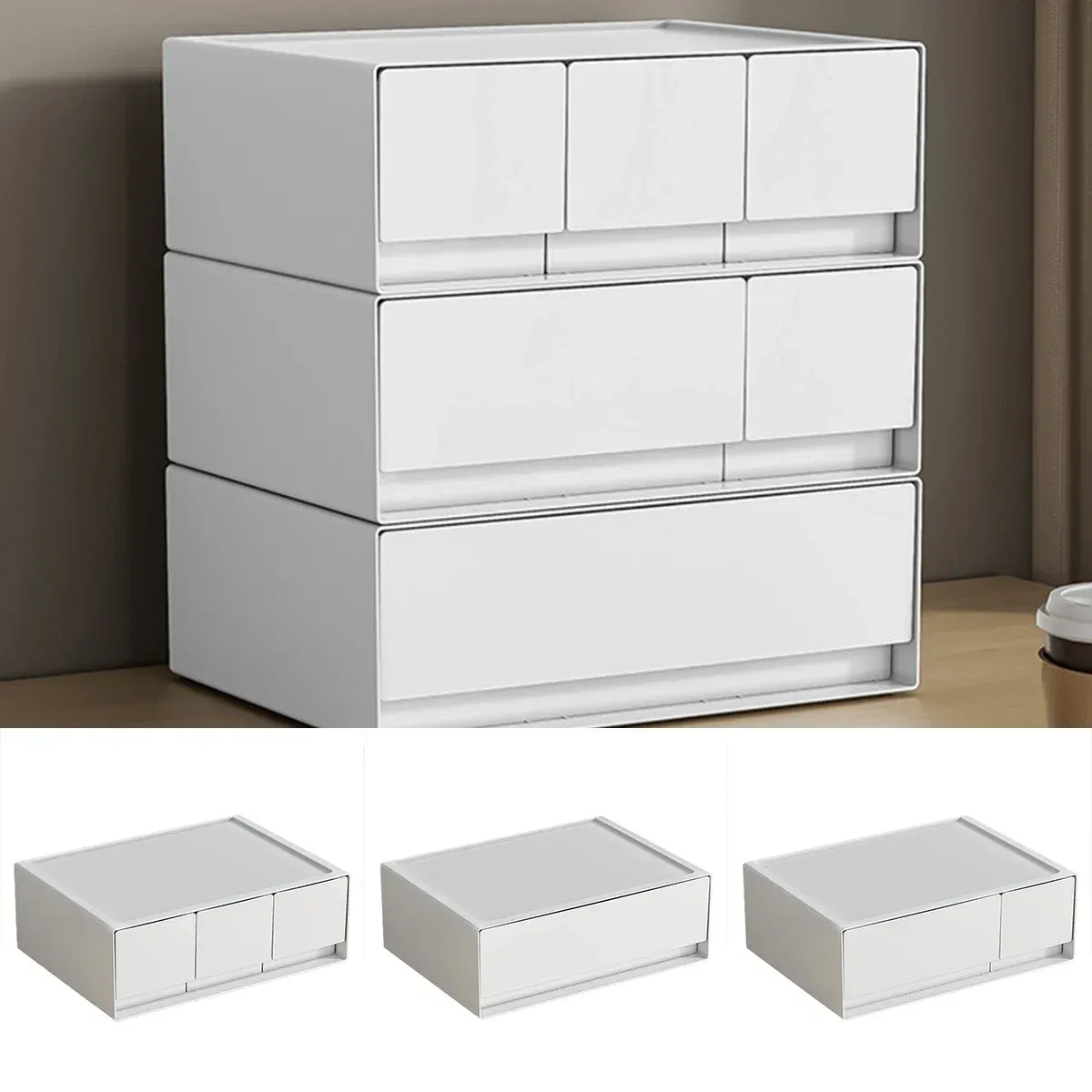 Tiroir de bureau empilable, mise en situation