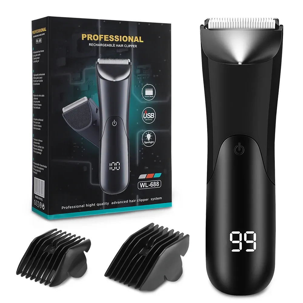 Tondeuse à cheveux et barbe électrique pour hommes, rasoir et tondeuse intime avec écran LED - Image 1