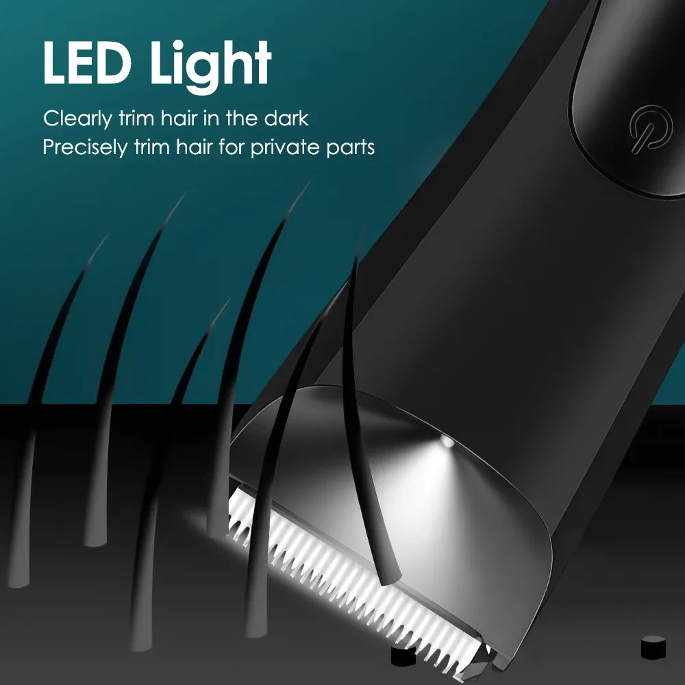 Tondeuse à cheveux et barbe électrique pour hommes, rasoir et tondeuse intime avec écran LED 2