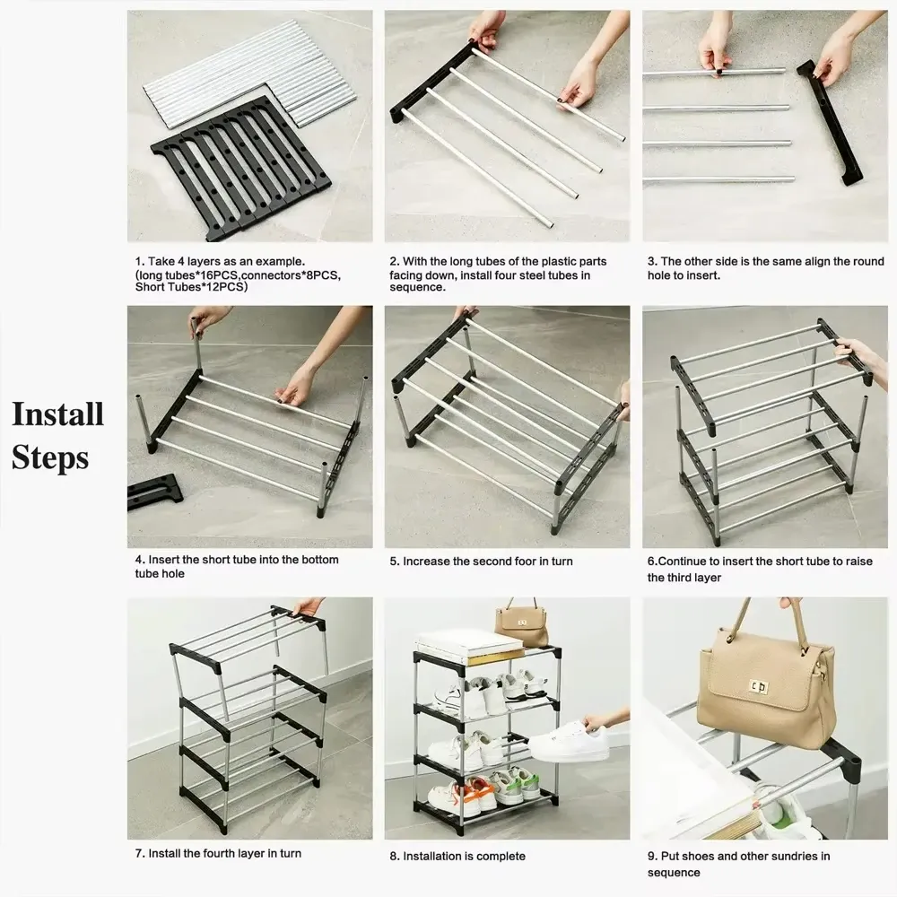 Étagère à chaussures multi-niveaux économique et gain de place, pour l'entrée du dortoir 4