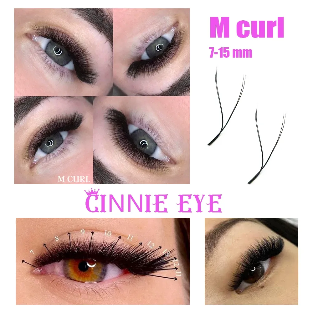 Extensions de cils YY, courbure M/LU, éventails de volume préfabriqués 2D en Y, 7 mm, cils YY, auto-éventails, clusters individuels en forme de L et Y 3