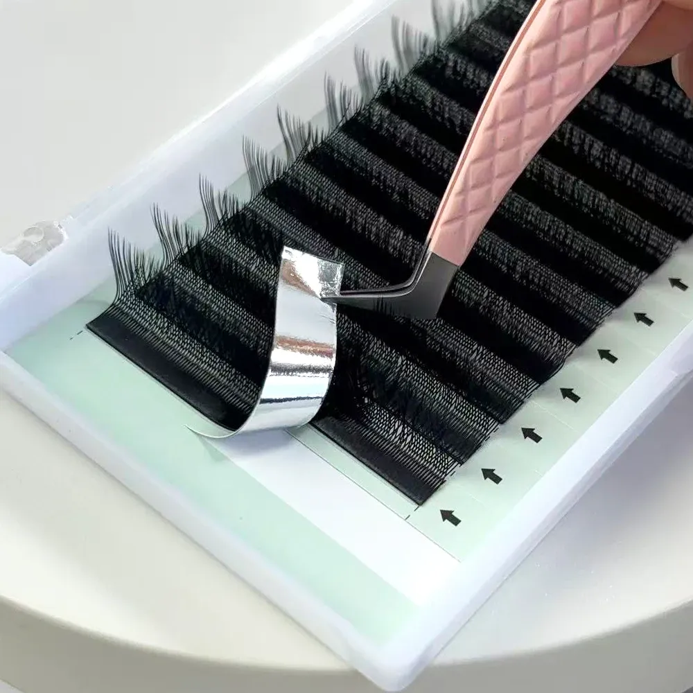 Extensions de cils YY, courbure M/LU, éventails de volume préfabriqués 2D en Y, 7 mm, cils YY, auto-éventails, clusters individuels en forme de L et Y 4