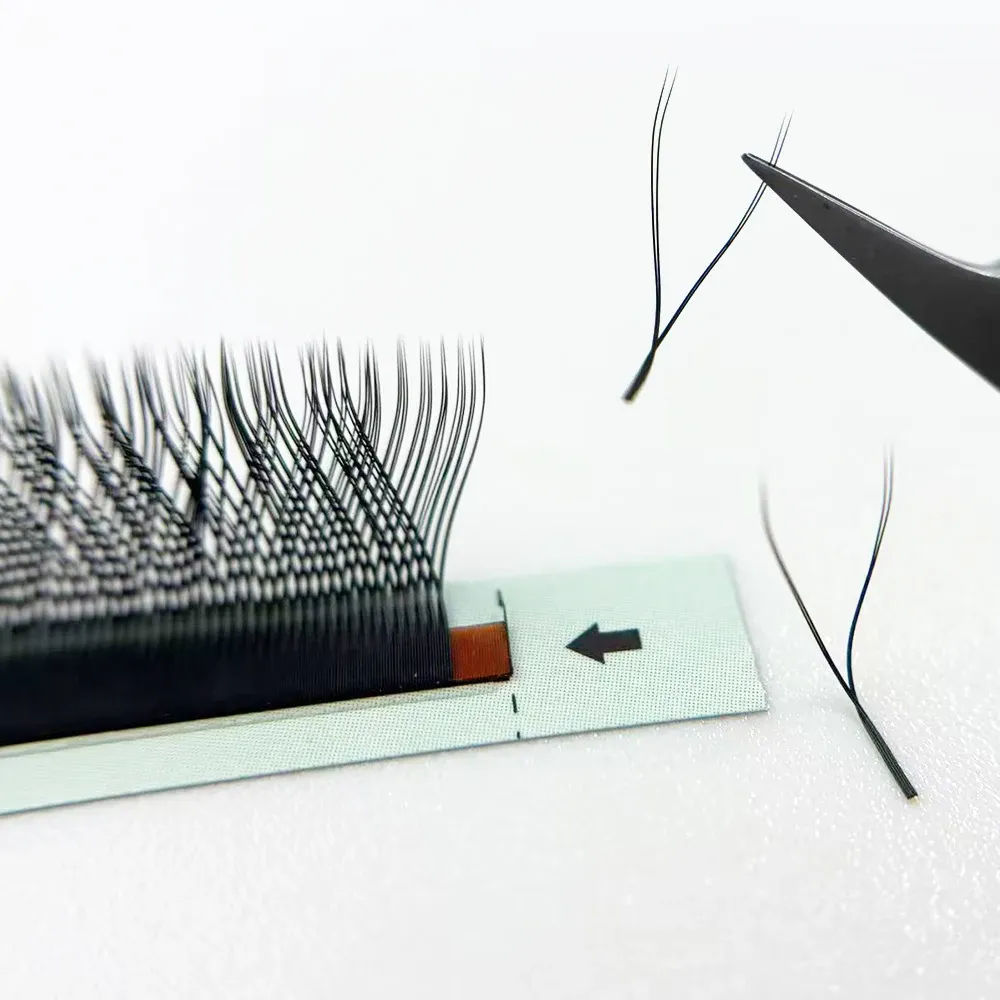 Extensions de cils YY, courbure M/LU, éventails de volume préfabriqués 2D en Y, 7 mm, cils YY, auto-éventails, clusters individuels en forme de L et Y 5