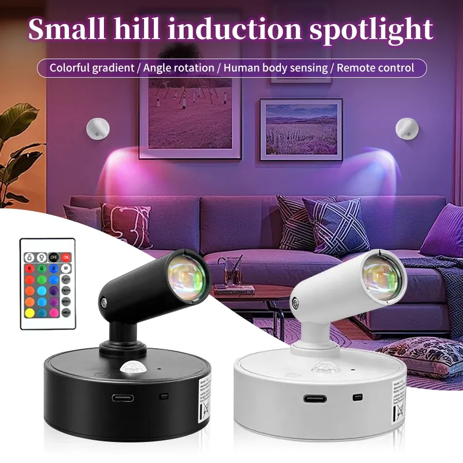 Lampe murale LED RGB rechargeable sans fil, à fixation magnétique et à intensité variable