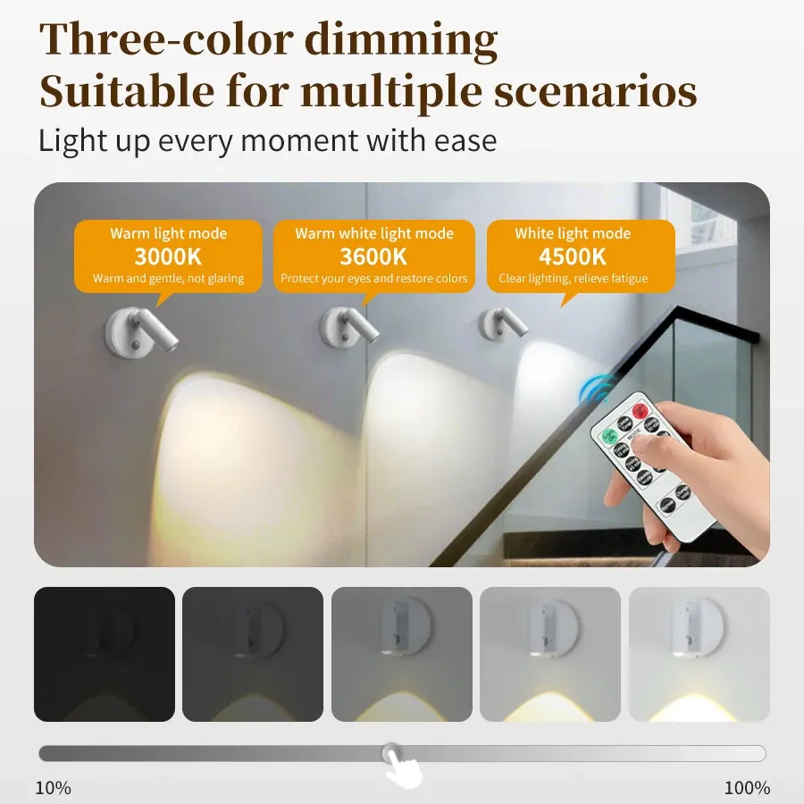 Lampe murale LED RGB rechargeable sans fil, à fixation magnétique et à intensité variable 4