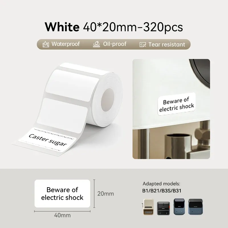 Étiquettes thermiques Niimbot 20 à 50 mm, rondes, blanches et couleur, autocollantes et imperméables, compatibles imprimantes Niimbot B1, B21 et Mini 7