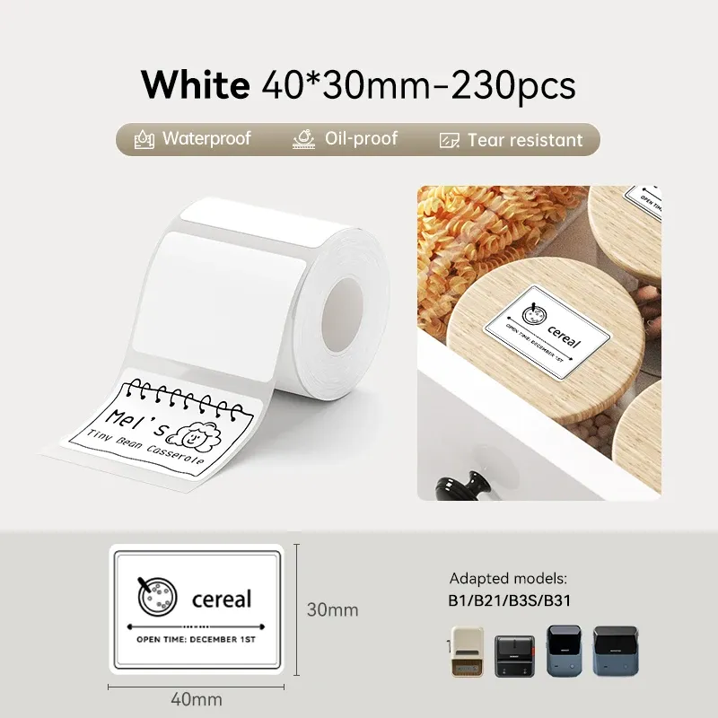 Étiquettes thermiques Niimbot 20 à 50 mm, rondes, blanches et couleur, autocollantes et imperméables, compatibles imprimantes Niimbot B1, B21 et Mini 10
