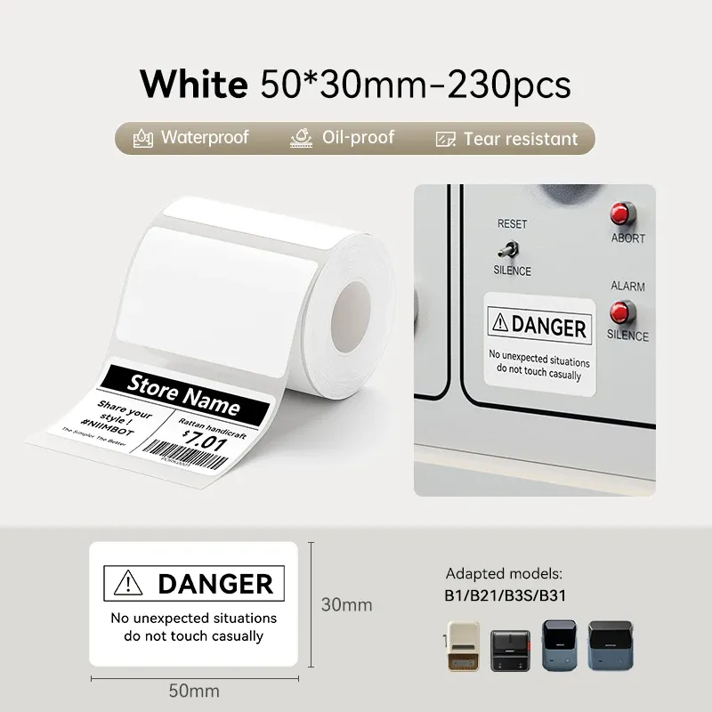 Étiquettes thermiques Niimbot 20 à 50 mm, rondes, blanches et couleur, autocollantes et imperméables, compatibles imprimantes Niimbot B1, B21 et Mini 11
