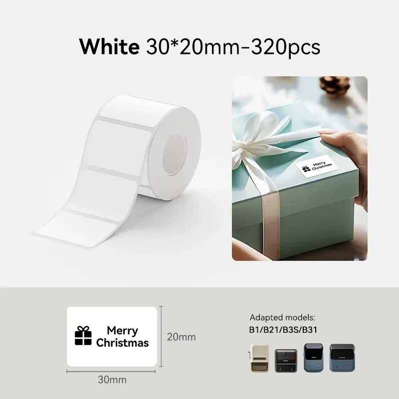 Étiquettes thermiques Niimbot 20 à 50 mm, rondes, blanches et couleur, autocollantes et imperméables, compatibles imprimantes Niimbot B1, B21 et Mini 15