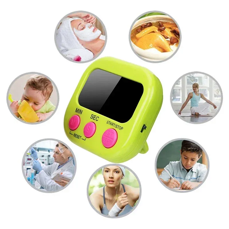 Minuterie de cuisine électronique magnétique à écran LCD, compte à rebours et chronomètre 2