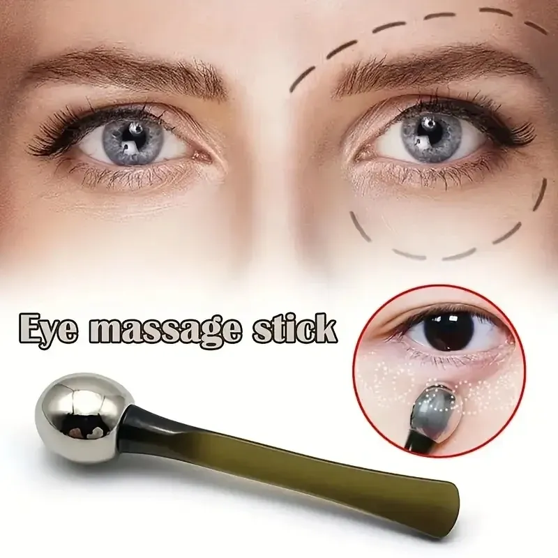 Rouleau applicateur de crème pour les yeux en alliage doré, avec spatule cosmétique et cuillère de massage anti-déformation, pour soins de la peau fine (1 pièce) 2