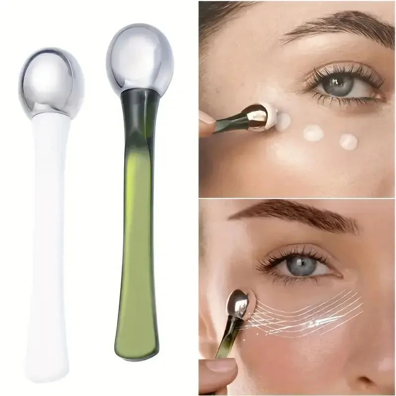 Rouleau applicateur de crème pour les yeux en alliage doré, avec spatule cosmétique et cuillère de massage anti-déformation, pour soins de la peau fine (1 pièce) 3