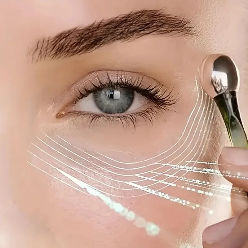 Rouleau applicateur de crème pour les yeux en alliage doré, avec spatule cosmétique et cuillère de massage anti-déformation, pour soins de la peau fine (1 pièce) 4