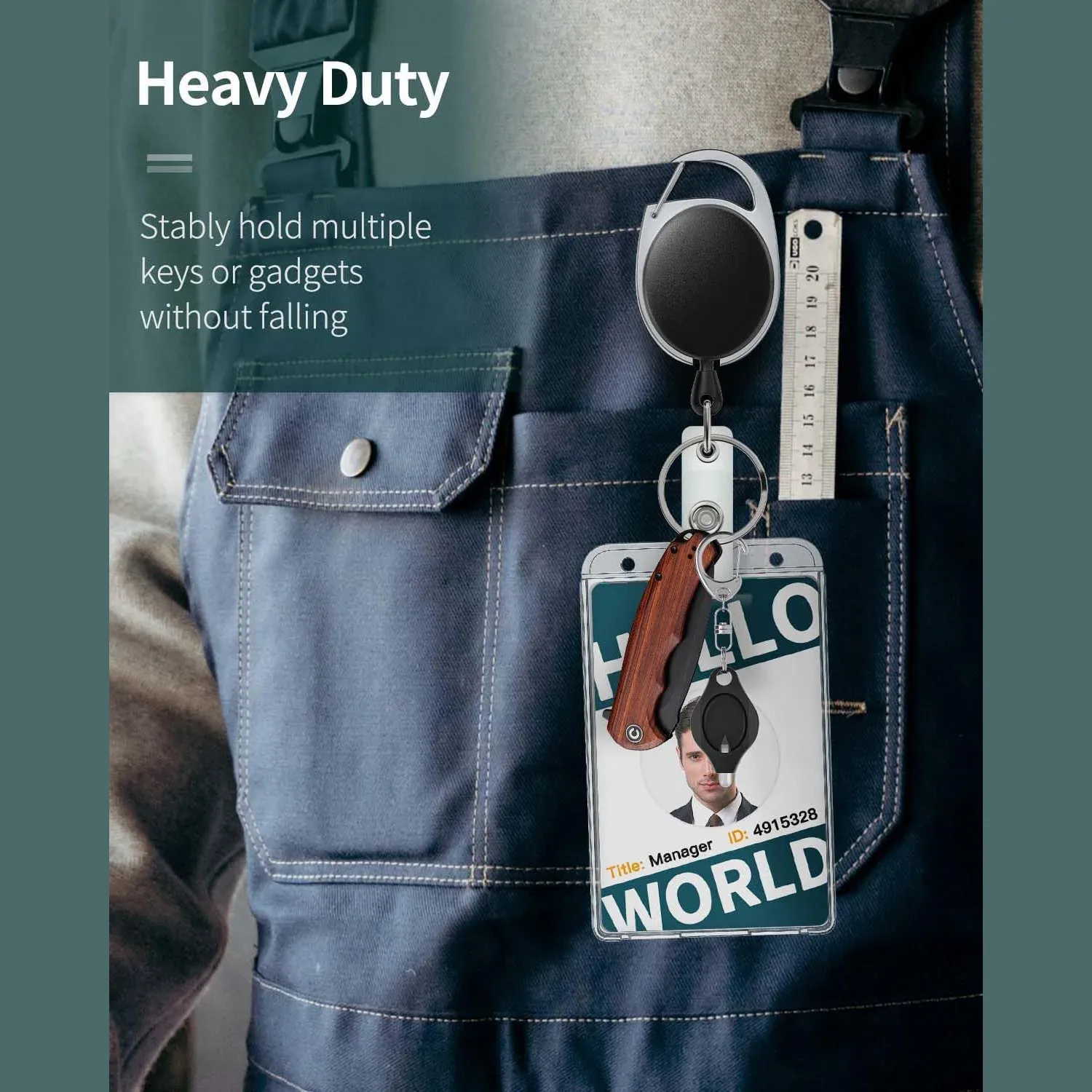 Porte-badge transparent à double emplacement avec enrouleur, pour cartes d'identité, deux cartes de stockage, badge d'employé et étui pour carte de travail 4