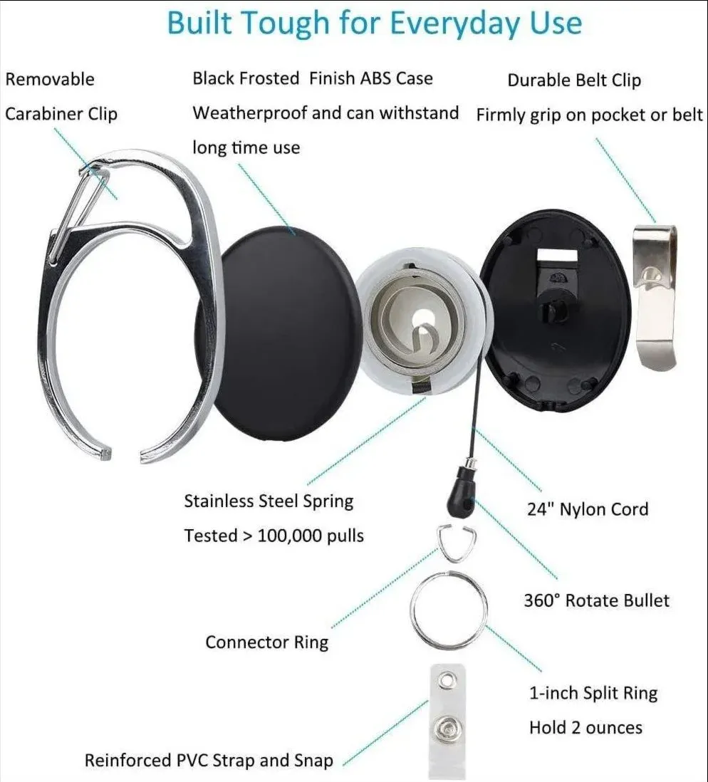 Porte-badge transparent avec cordon et enrouleur