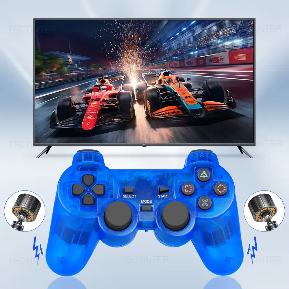 Manette de jeu sans fil pour PS2, contrôleur USB pour console PlayStation 2, joystick à double vibration, antichoc 3