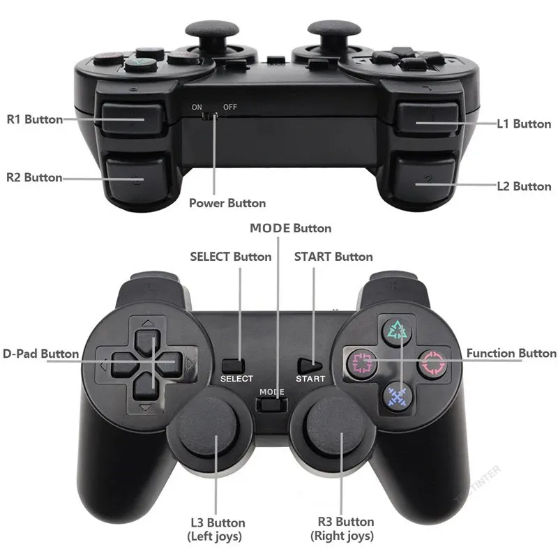 Manette de jeu sans fil pour PS2, contrôleur USB pour console PlayStation 2, joystick à double vibration, antichoc 6