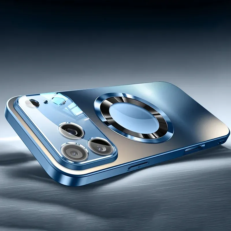 Coque en verre de luxe compatible MagSafe avec protection d'objectif pour iPhone 11 à 17, antichoc 4