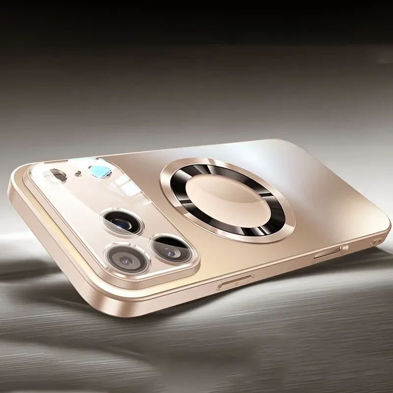 Coque en verre de luxe compatible MagSafe avec protection d'objectif pour iPhone 11 à 17, antichoc 9