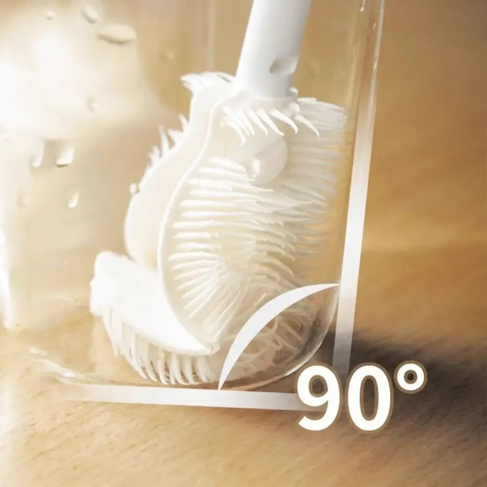 Brosse à tasse pliable en silicone à long manche, blanche, pour verres et bouteilles 2