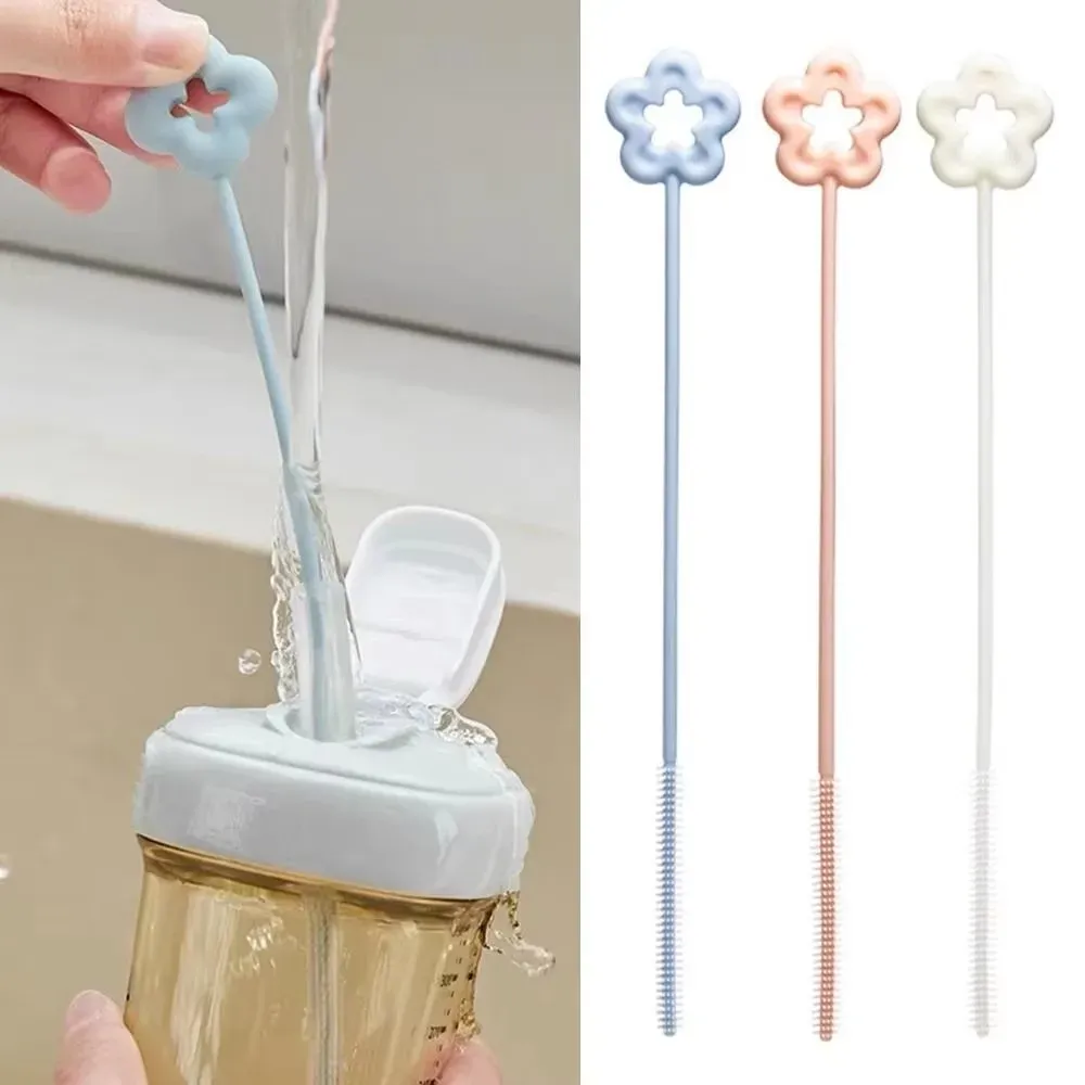 Brosse à tasse pliable en silicone à long manche, blanche, pour verres et bouteilles 5