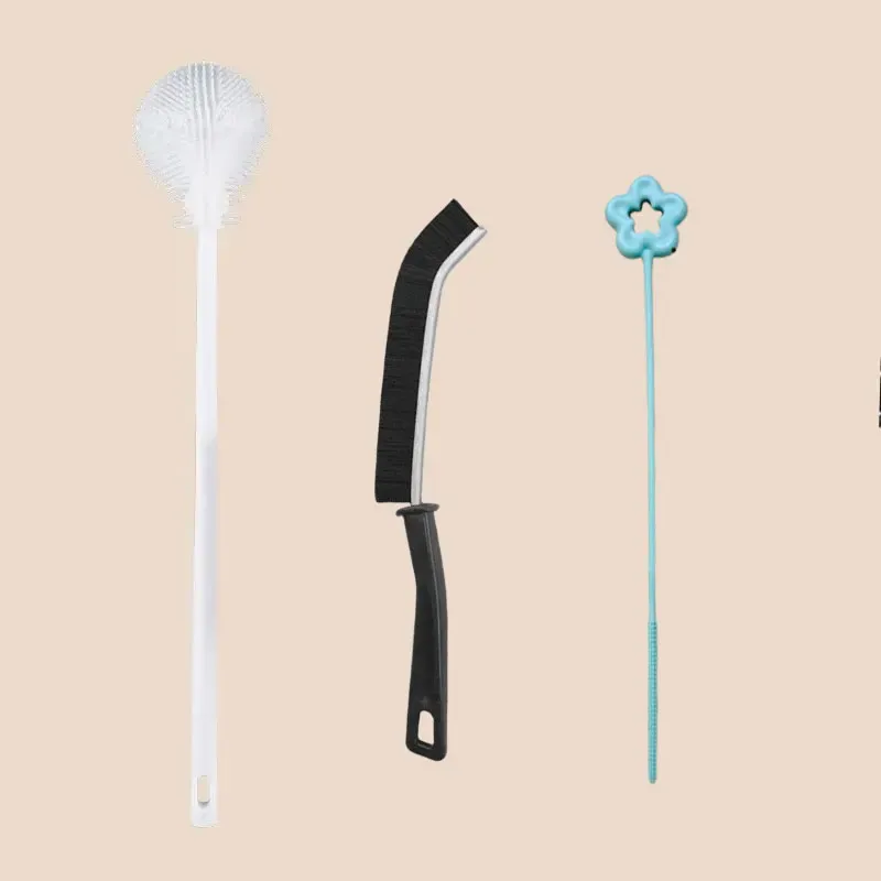 Brosse à tasse pliable en silicone à long manche, blanche, pour verres et bouteilles 8