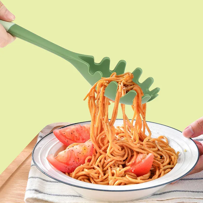 Ensemble d'ustensiles de cuisine en silicone 6 pièces : spatule chinoise, louche à soupe, spatule fendue, cuillère à pâtes, grattoir à salade et grattoir à miel, pour poêles antiadhésives 4