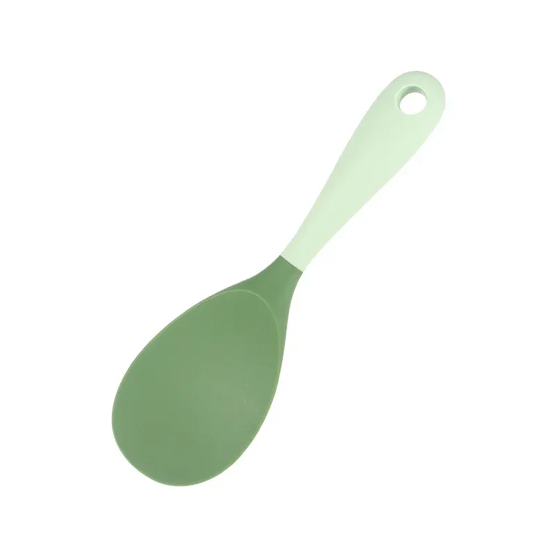 Ensemble d'ustensiles de cuisine en silicone 6 pièces : spatule chinoise, louche à soupe, spatule fendue, cuillère à pâtes, grattoir à salade et grattoir à miel, pour poêles antiadhésives 9
