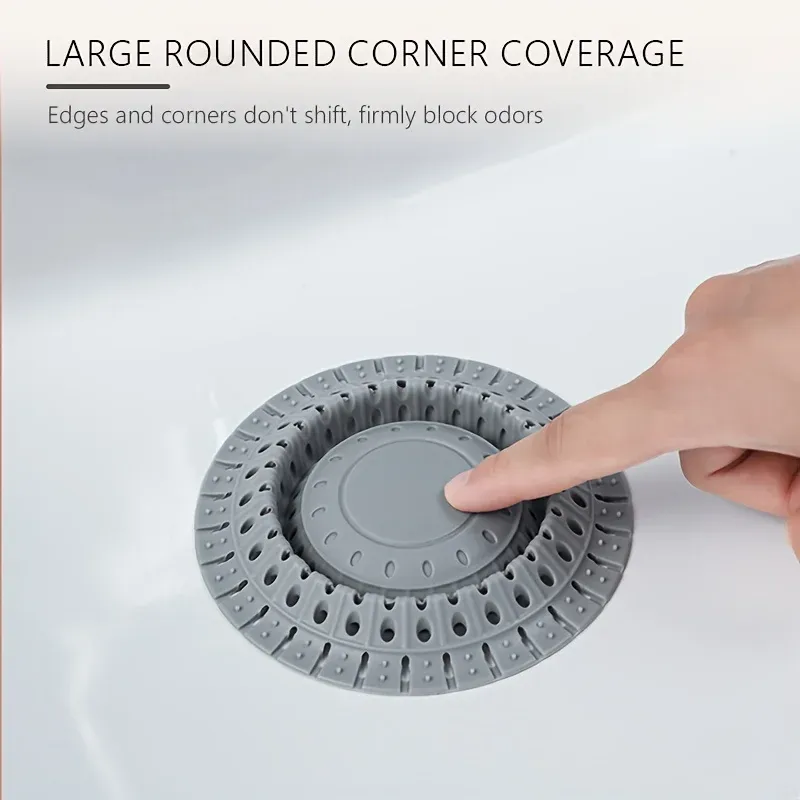 Attrape-cheveux pliable en silicone haute qualité pour baignoire, compatible bonde à clapet et douche 2