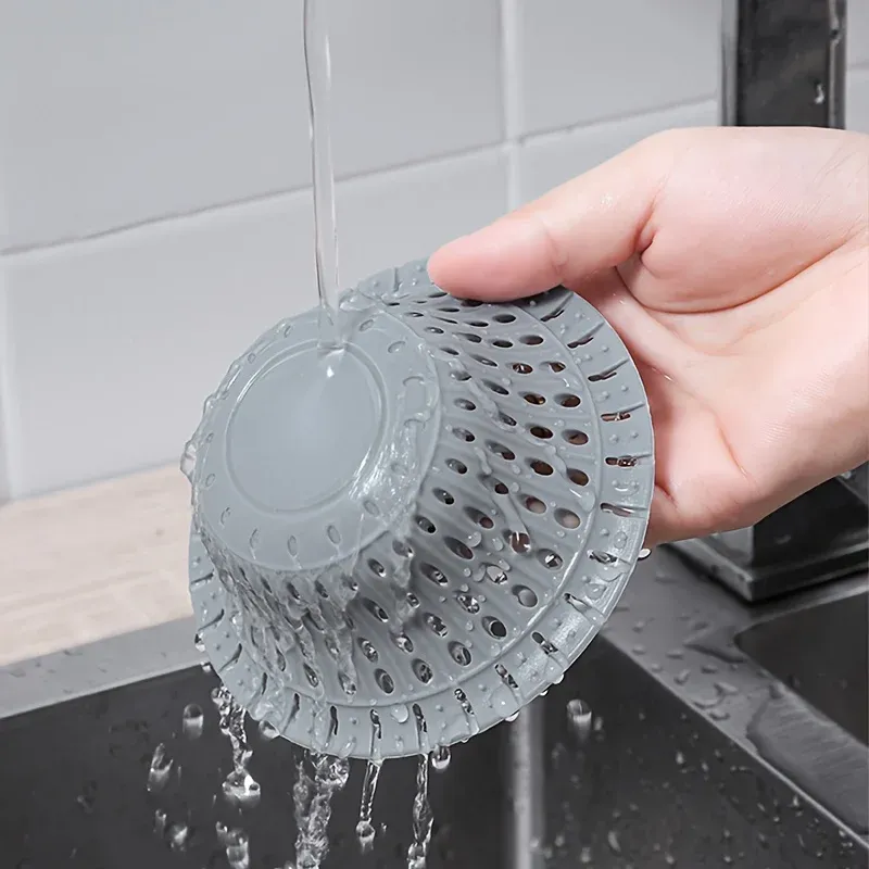 Attrape-cheveux pliable en silicone haute qualité pour baignoire, compatible bonde à clapet et douche 4