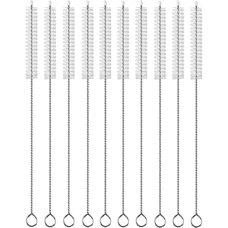 Kit de brosses de nettoyage pour pailles à boire, en nylon et acier inoxydable, avec brosses à long manche - Image 1