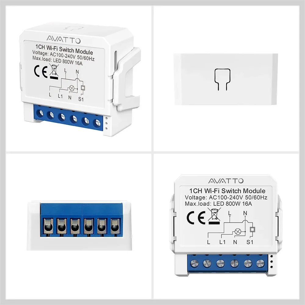 Module d'interrupteur intelligent WiFi AVATTO 1, 2, 3 ou 4 voies avec fil neutre, compatible Tuya, Alexa et Google Home 4