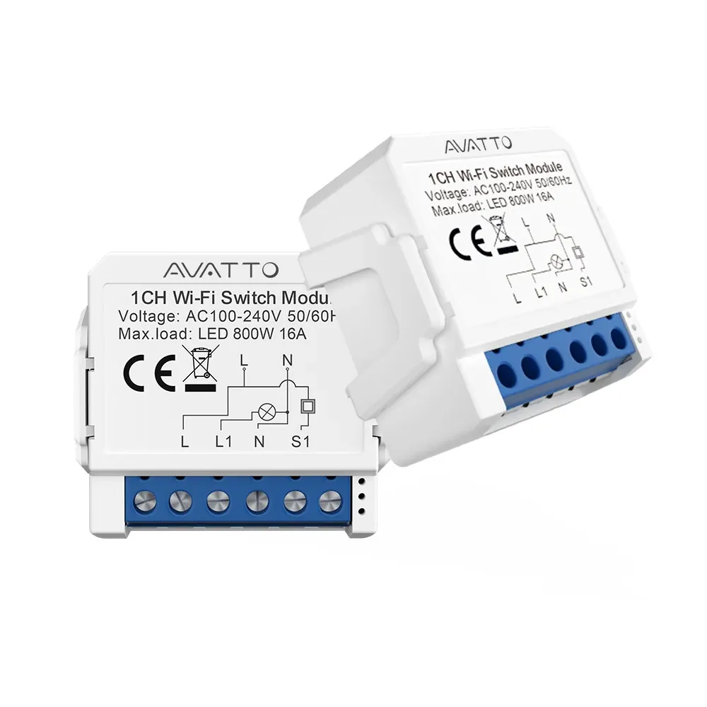 Module d'interrupteur intelligent WiFi AVATTO 1, 2, 3 ou 4 voies avec fil neutre, compatible Tuya, Alexa et Google Home 6