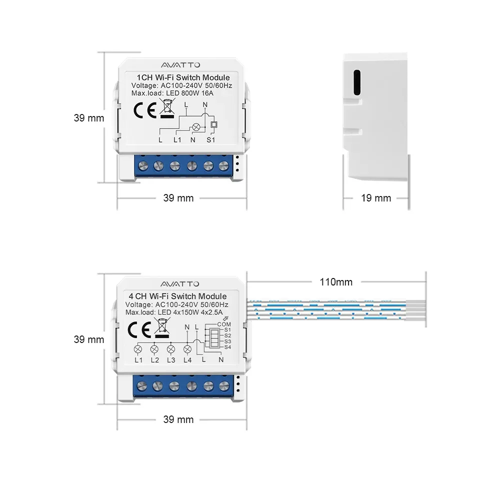 Module d'interrupteur intelligent WiFi AVATTO 1, 2, 3 ou 4 voies avec fil neutre, compatible Tuya, Alexa et Google Home 5