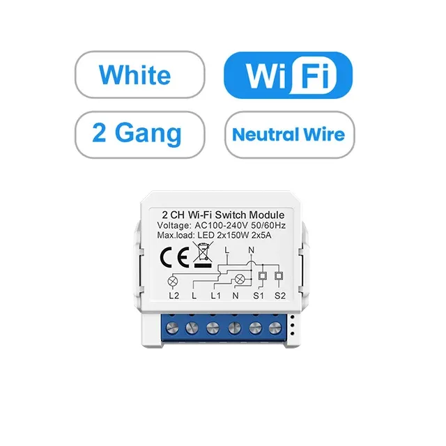 Module d'interrupteur intelligent WiFi AVATTO 1, 2, 3 ou 4 voies avec fil neutre, compatible Tuya, Alexa et Google Home 8