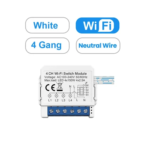 Module d'interrupteur intelligent WiFi AVATTO 1, 2, 3 ou 4 voies avec fil neutre, compatible Tuya, Alexa et Google Home 10