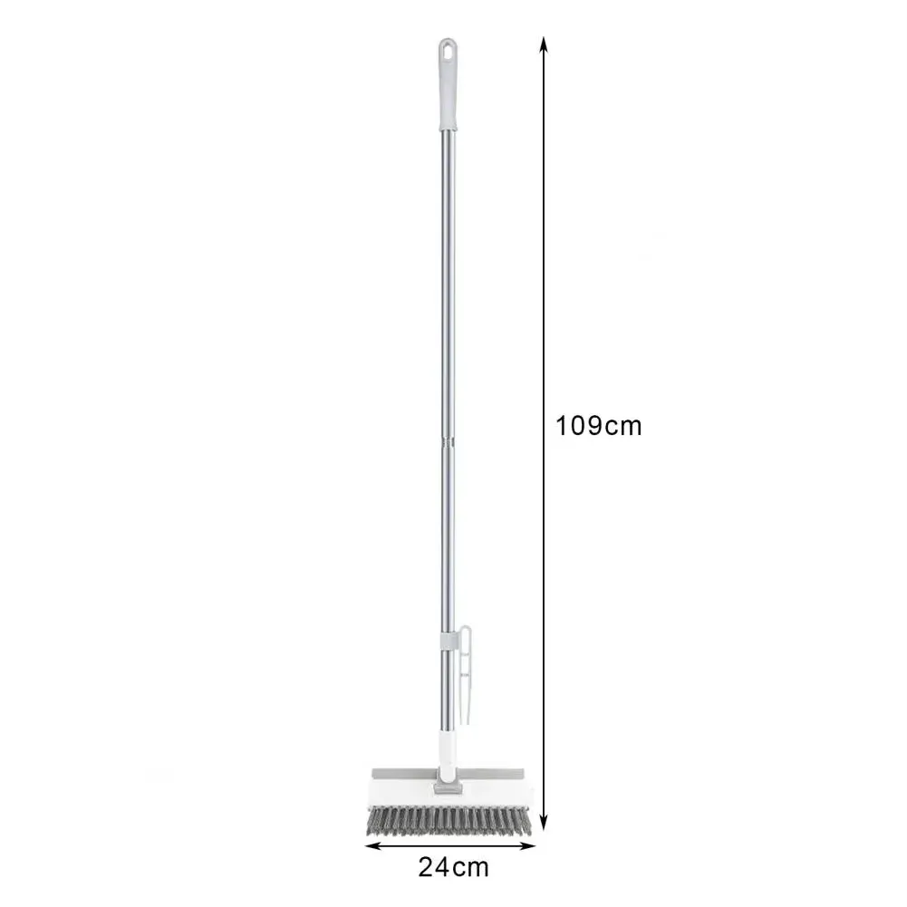 Brosse de nettoyage rotative pour sols avec long manche, brosse à joints et raclette en V à poils rigides 5