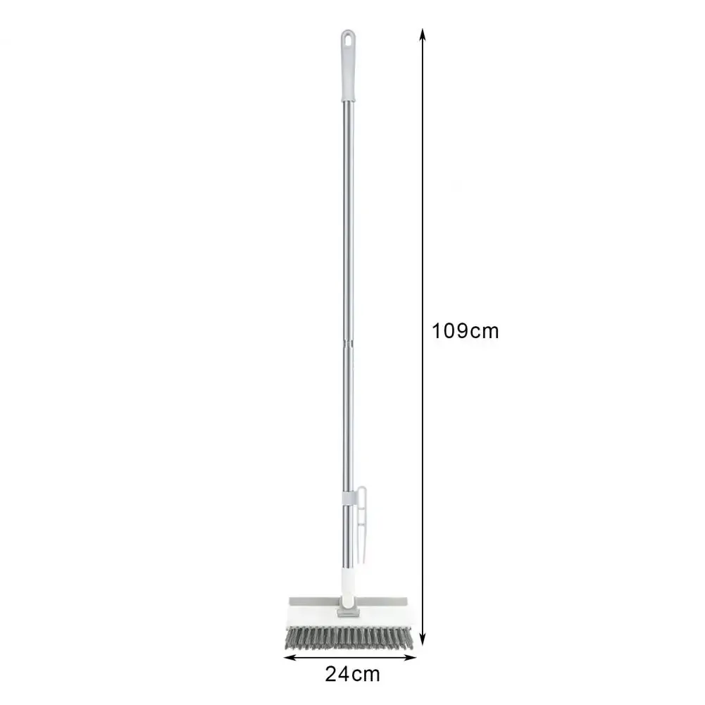 Brosse de nettoyage rotative pour sols avec long manche, brosse à joints et raclette en V à poils rigides 6