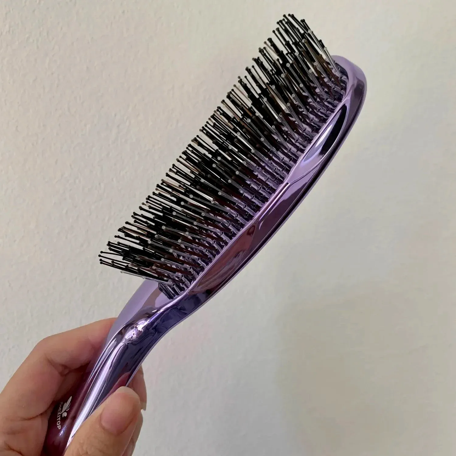 Brosse de massage du cuir chevelu japonaise premium, brosse à shampoing et peigne démêlant en plastique pour cheveux mouillés, rose or 6