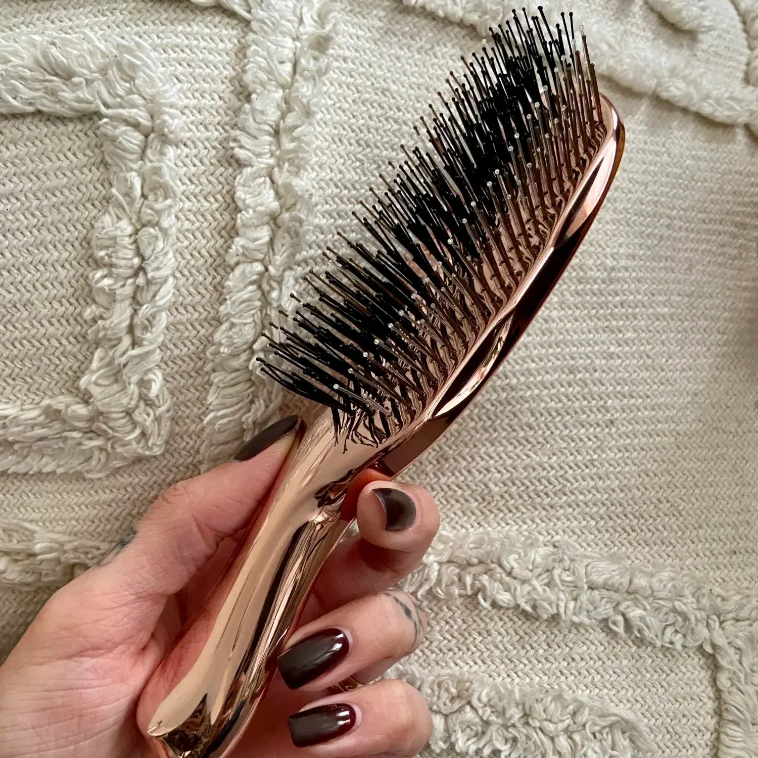 Brosse de massage du cuir chevelu japonaise premium, brosse à shampoing et peigne démêlant en plastique pour cheveux mouillés, rose or 9
