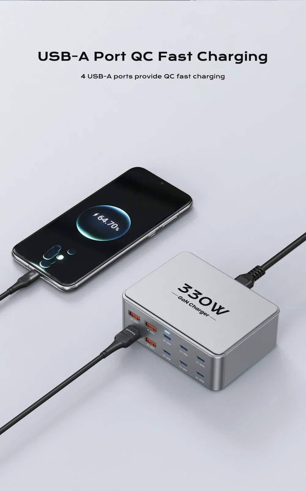 Chargeur multiport vu de profil