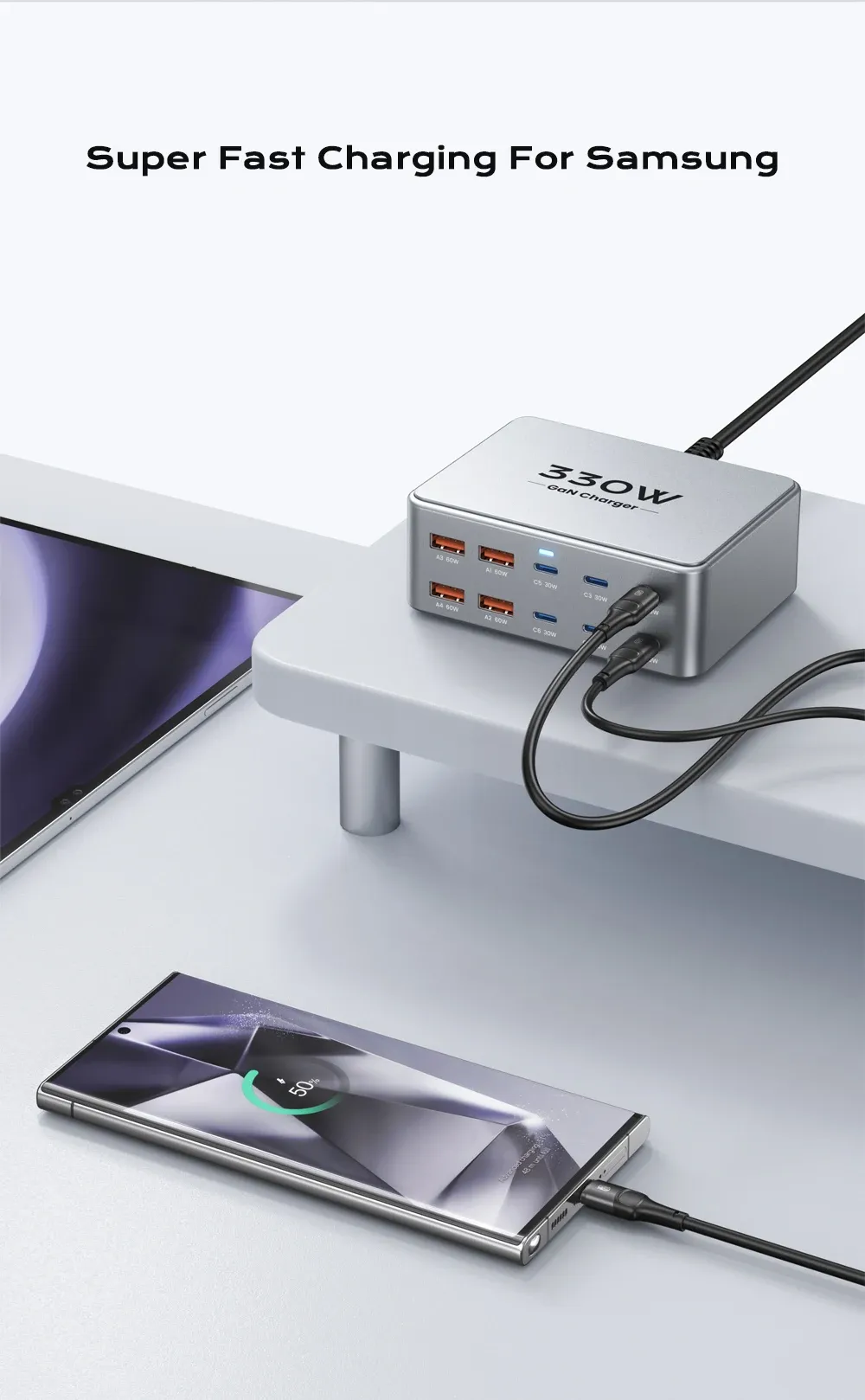 Chargeur compatible smartphones et ordinateurs portables
