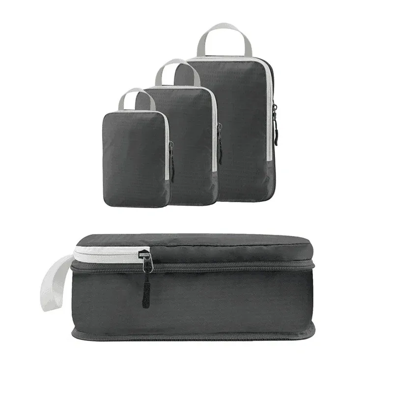 Organisateur de voyage compressible et portable avec sac à main, cube de rangement pliable en nylon imperméable 5