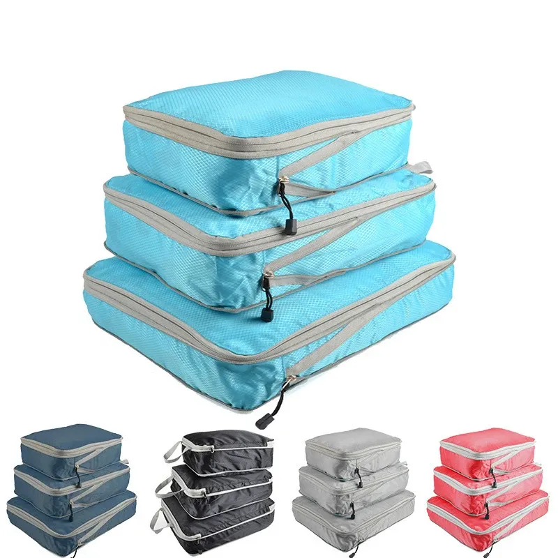 Organisateur de voyage compressible et portable avec sac à main, cube de rangement pliable en nylon imperméable 6