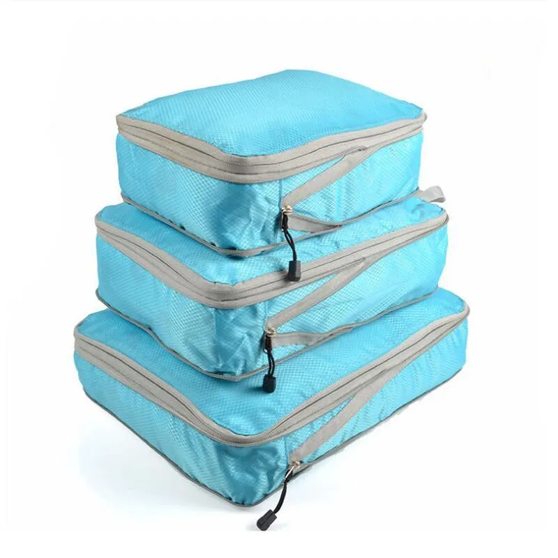 Organisateur de voyage compressible et portable avec sac à main, cube de rangement pliable en nylon imperméable 12