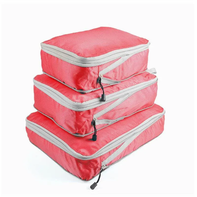 Organisateur de voyage compressible et portable avec sac à main, cube de rangement pliable en nylon imperméable 8