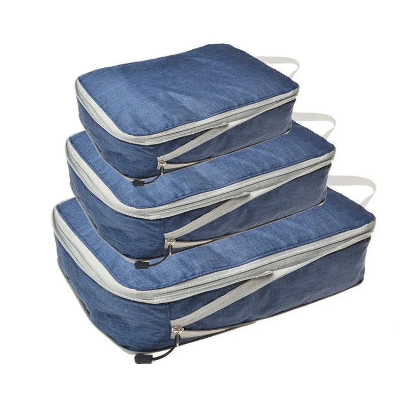 Organisateur de voyage compressible et portable avec sac à main, cube de rangement pliable en nylon imperméable 14