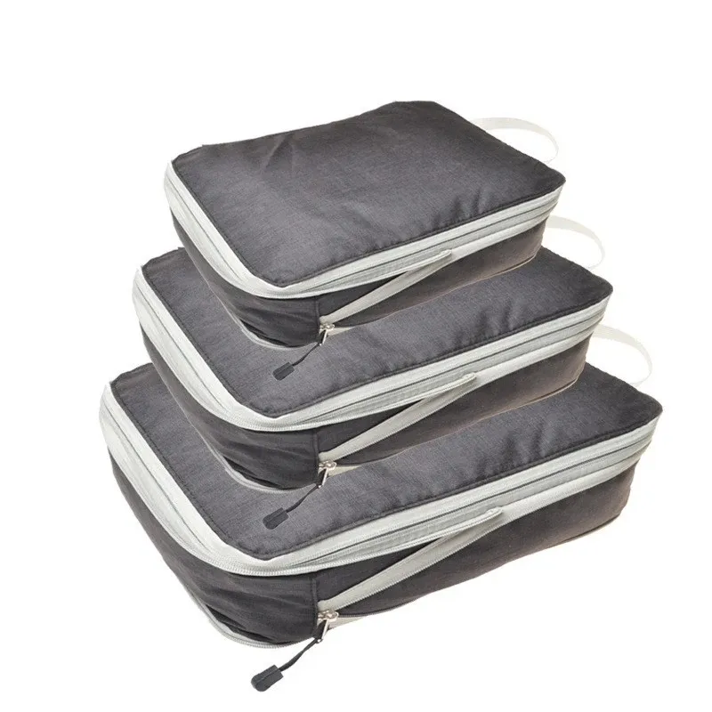 Organisateur de voyage compressible et portable avec sac à main, cube de rangement pliable en nylon imperméable 15