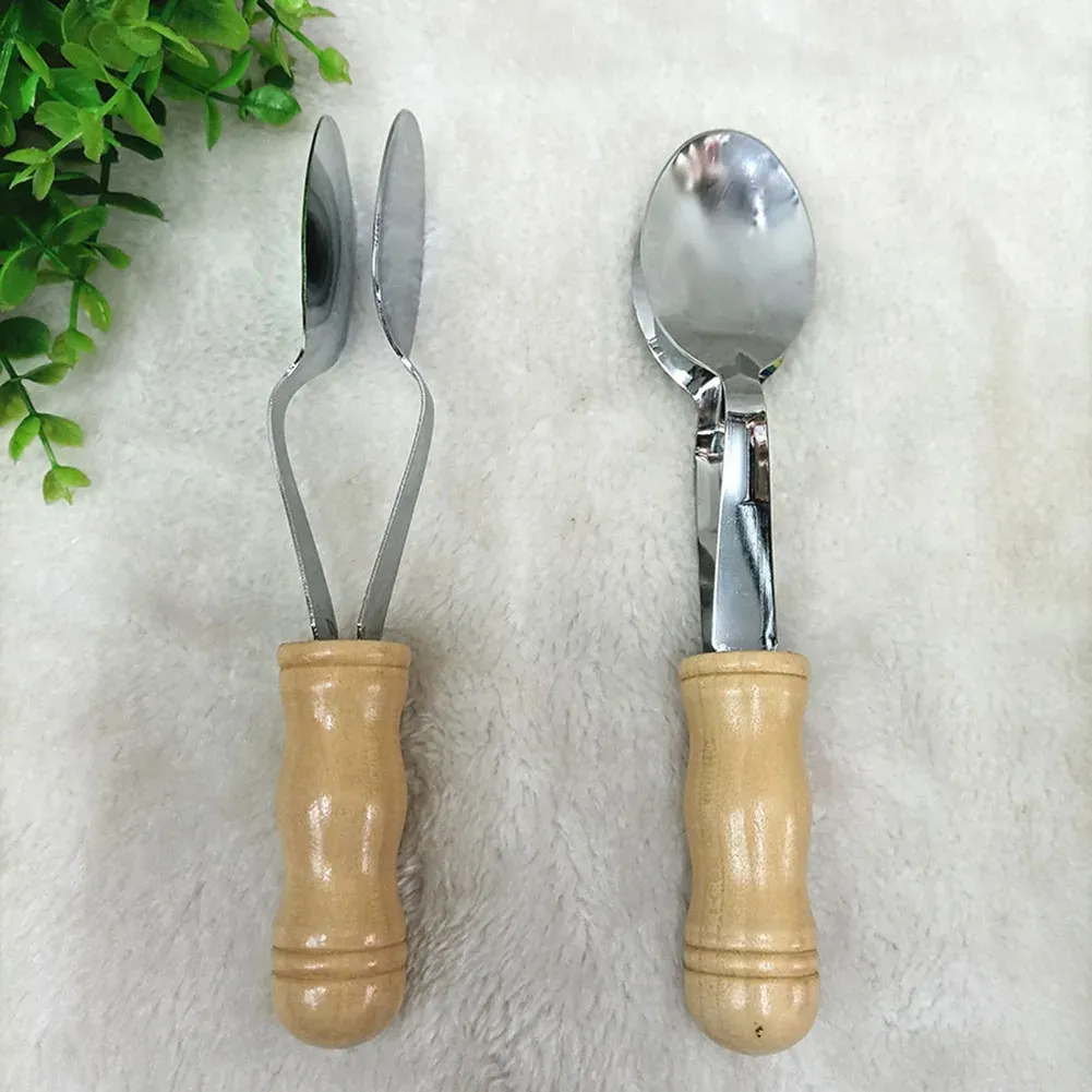 Cuillères musicales irlandaises à manche en bois, instrument de percussion 8 pouces, métal et bois, idéal pour cadeaux et cours de musique 4
