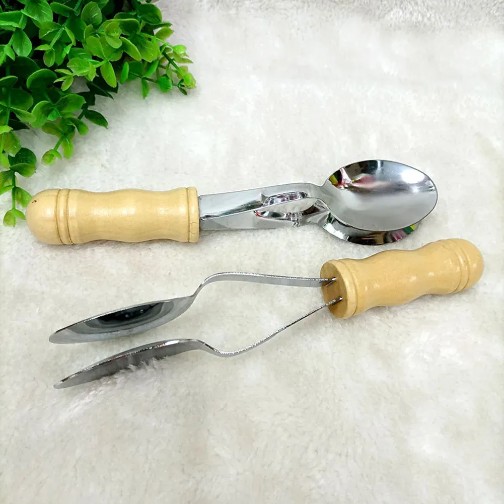 Cuillères musicales irlandaises à manche en bois, instrument de percussion 8 pouces, métal et bois, idéal pour cadeaux et cours de musique 5
